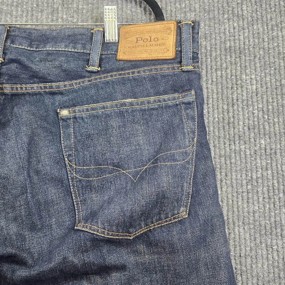 Polo Ralph Lauren Jeans Mens 38x32 Varick Blue Slim Straight Dark Wash Denim